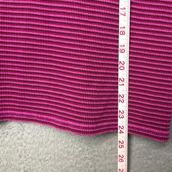 Sundance Jessa Striped Snap Neck Turtleneck Thermal Top Size M Magenta Fall - Picture 5 of 8